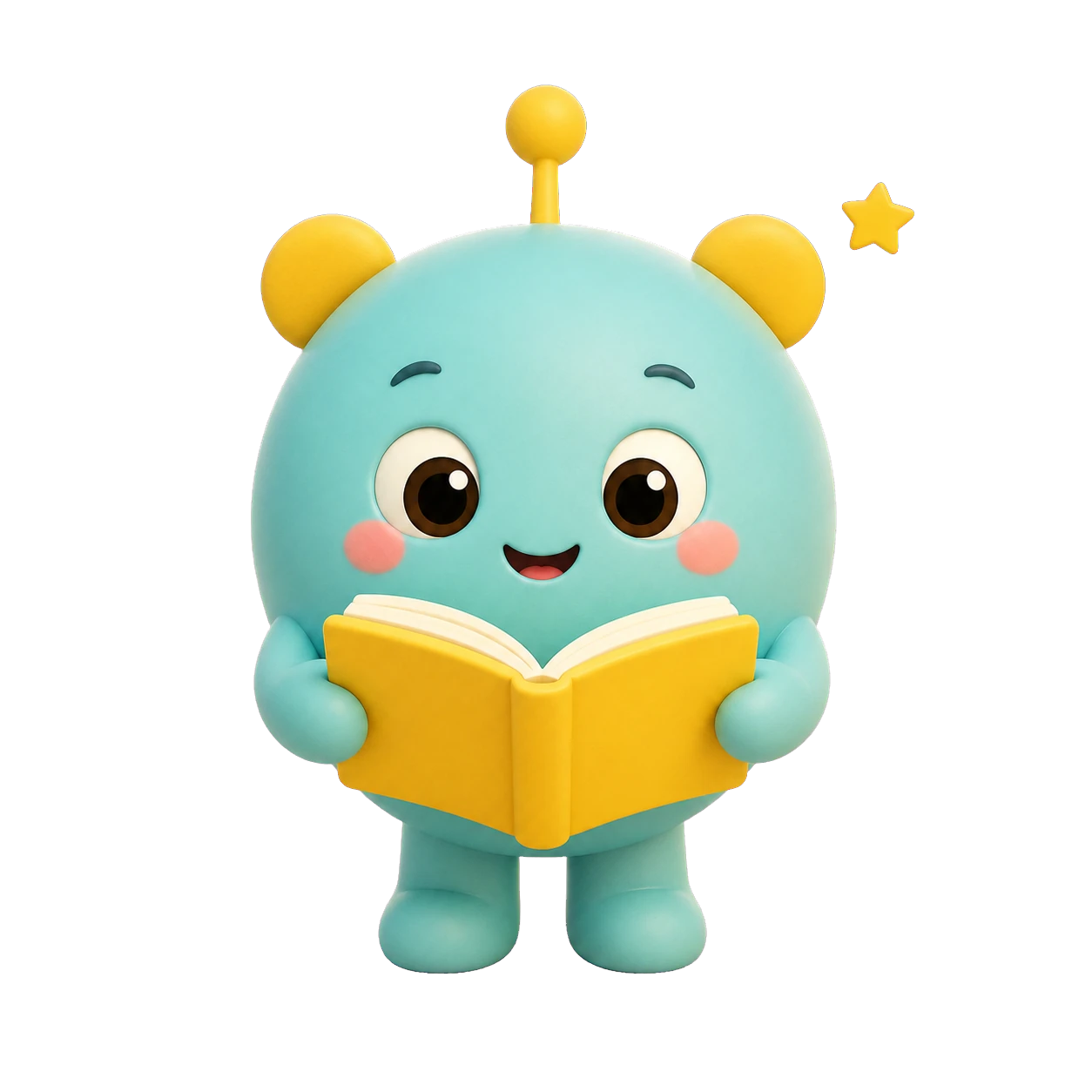 Poko reading a book